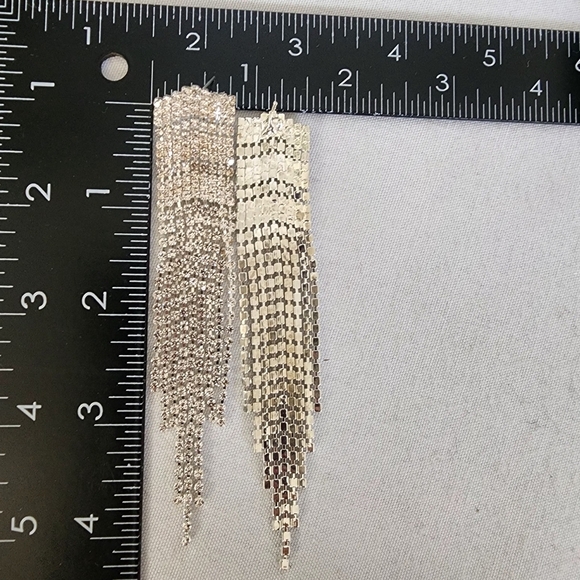 Silver and Rhinestone Fringe Glam Earrings - Picture 5 of 5